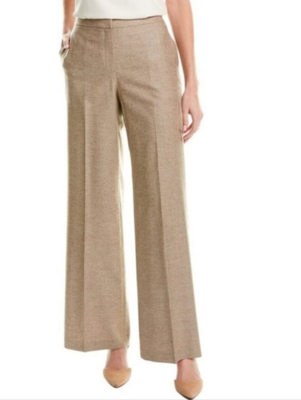 Lafayette 148 New York Gates Straight-Leg Linen-Silk Pants- Camel